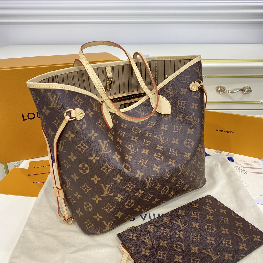 Louis Vuitton NEVERFULL MM Monogram Handbag M40995 Beige